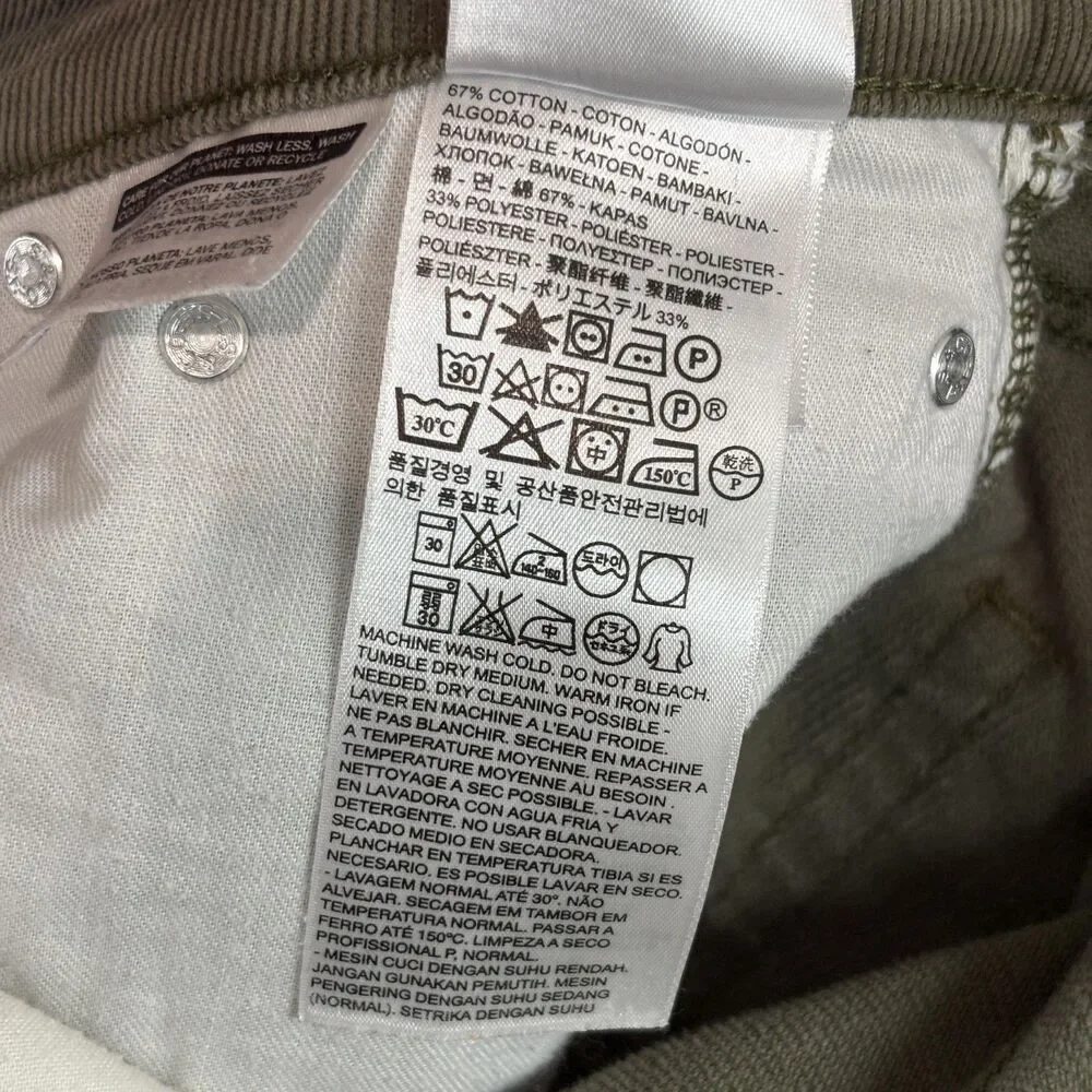 Levis 514 Corduroy Pants Men's 36x30 Olive Green 5-Pocket Straight Casual